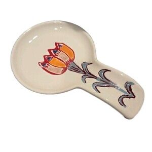 Threshold Ceramic 8.5" Spoon Rest Multicolored Floral Red Orange Cornflower Blue